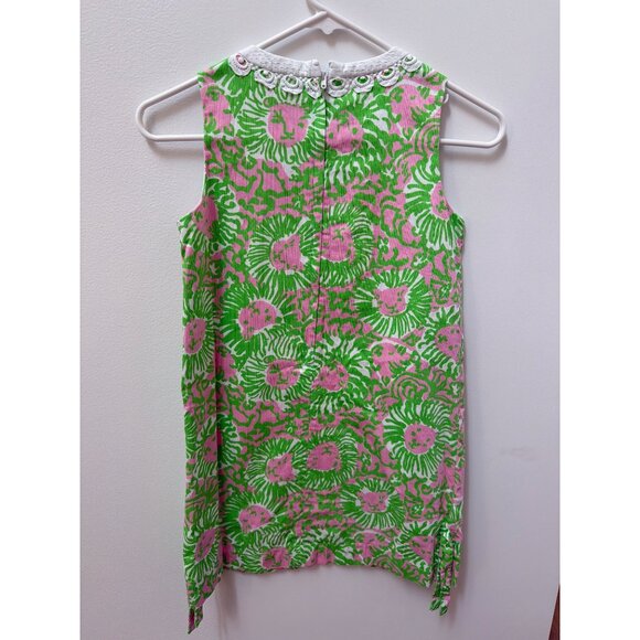 Lilly Pulitzer Girls Lion Shift Size 10 Sleeveless Floral Dress Pink & Green Cot - Picture 4 of 5